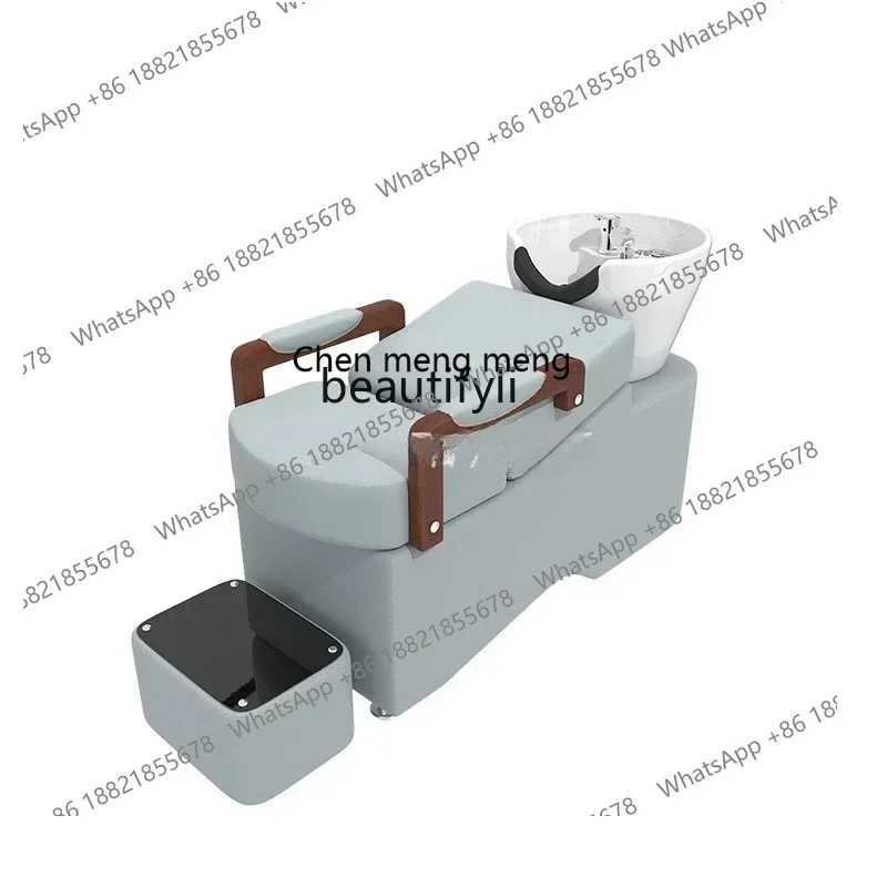 

cc182R Barber Shop Shampoo Chair for Hair Salon Flushing Bed Ceramic Basin Lying Half Shampoo Chair High-End