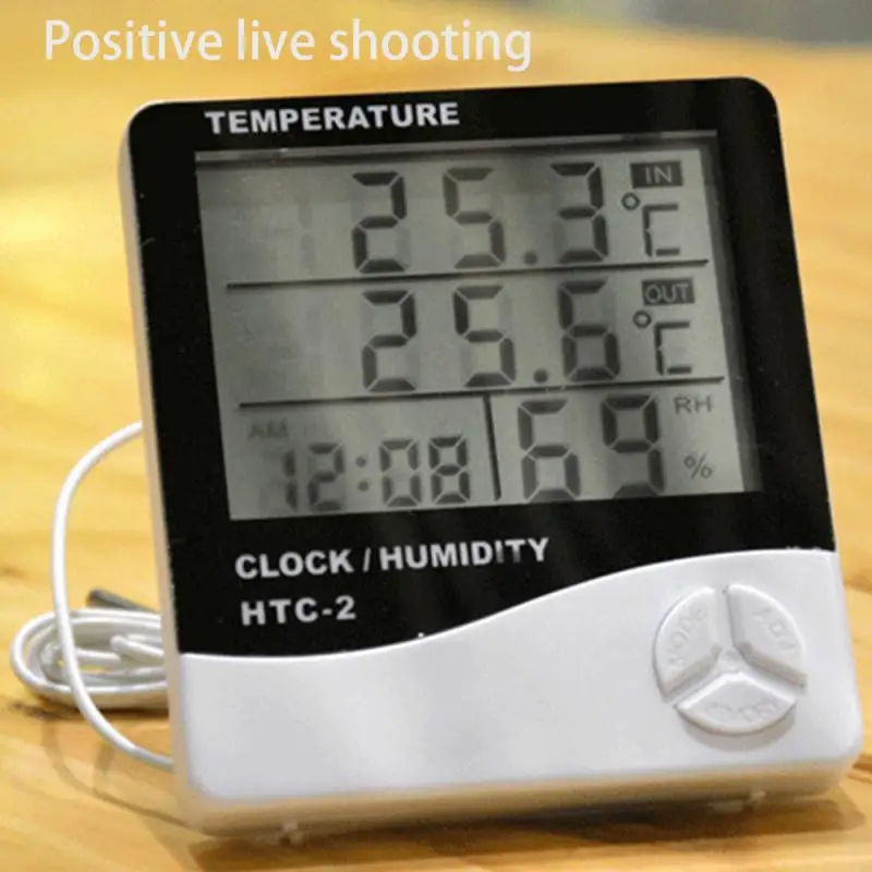 1~10PCS LCD Electronic Digital Temperature Humidity Meter Thermometer Hygrometer Indoor Outdoor Weather Station Clock HTC-1