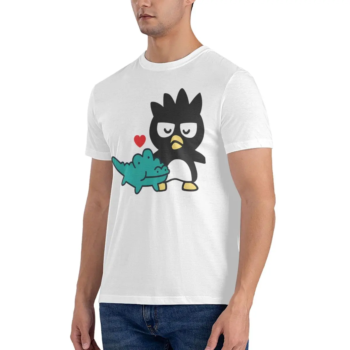 Awesome Sanrio Cartoon Character T-Shirt Men Round Neck Cotton T Shirt Badtz-Maru Short Sleeve Tee Shirt Summer Clothes