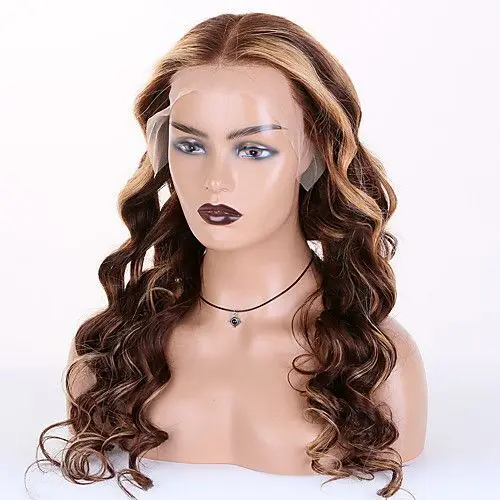 

Ombre Brown Mixed Blond Long Wavy Wig T Part Lace Wig