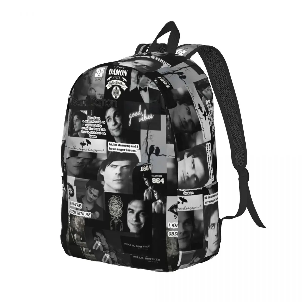 The Vampire Diaries Damon Salvatore Backpack Sports High School Work TV Series Daypack Men Women Laptop Computer Canvas Bags