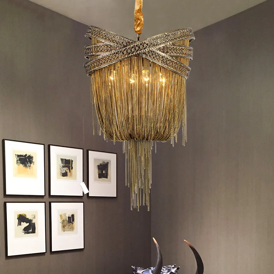 Included LED Bulbs Modern Tassel-Shaped Aluminum Pendant Light With Nice  Handmade Creative Chrome Bedroom Hanging Lamp