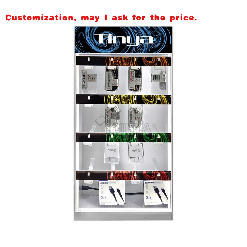 custom.Tinya Mall Retail Phone Cabinet Acrylic Stand With Hooks Hardware Tools Display Rack Interior Design