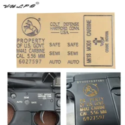 VULPO 2 Pcs/Set Tactical M4A1 MK18 Metal Sticker CS Toy Gun Sticker Airsoft Paintball Accessories DIY Sticker