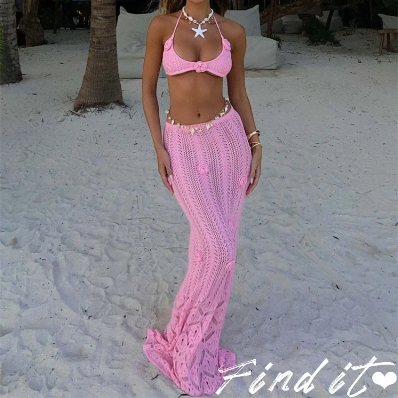 

Bikini Set Vaions Beach Hollow out Decorative Two-Piece Swimsuit V-Ne Svel Summer 2025 Faion Ladies' Ensemble