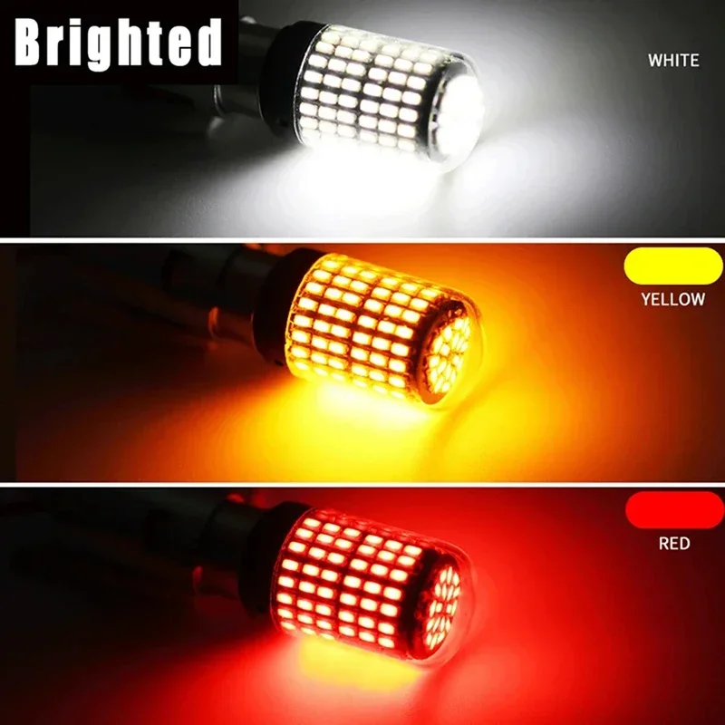 2pcs 1156 BA15S P21W BAU15S PY21W 7440 W21W P21/5W 1157 BAY15D 7443 3157 LED Bulbs 144smd CanBus Lamp Reverse Turn Signal Light