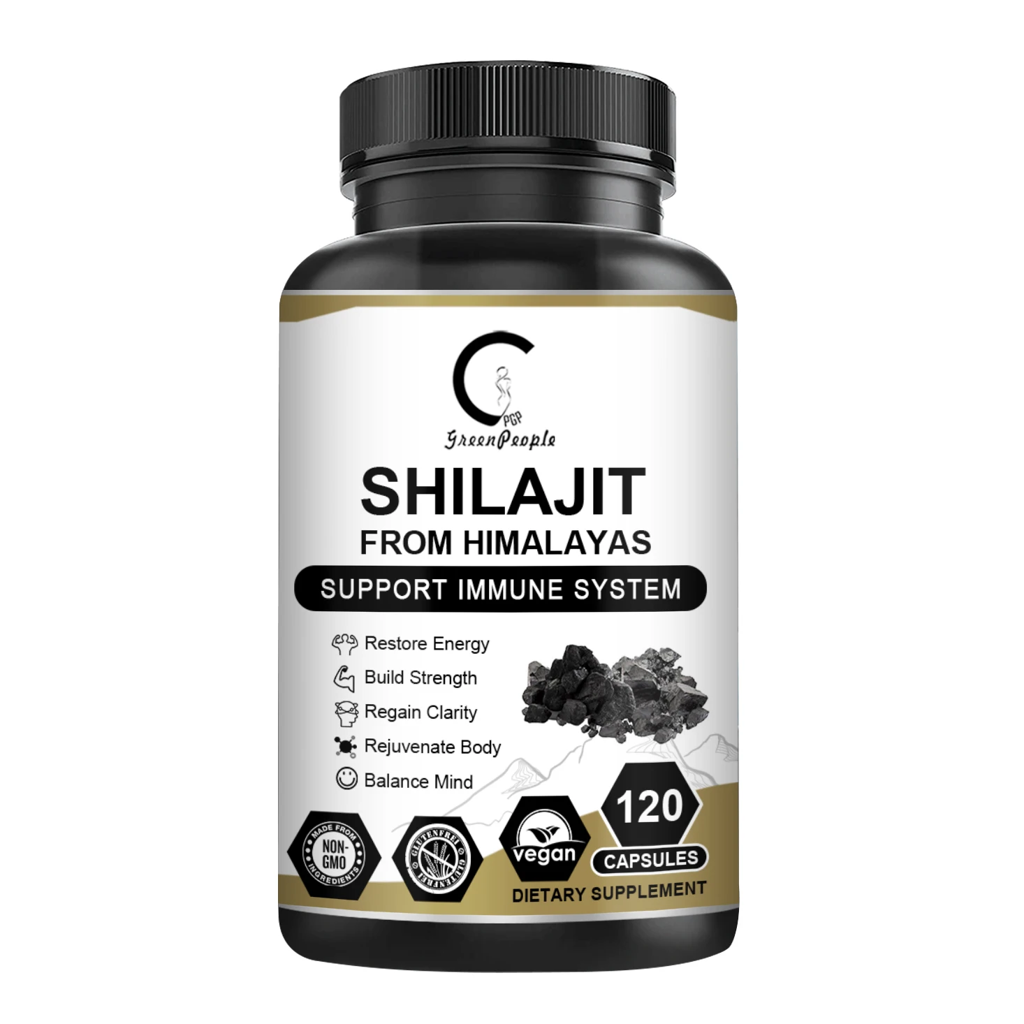 

GPGP Greenpeople Shilajit Pure Himalaya Capsule Rich in Humic acid Fulvic Acid &Trace Minerals Absorption for Male Beauty Health