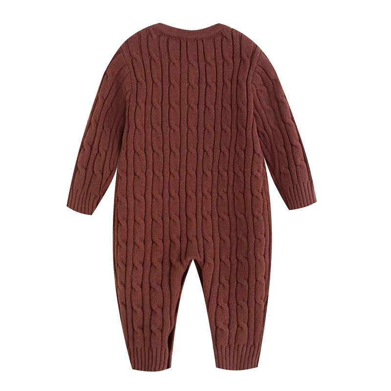 ربيع جديد 2026 ملابس أطفال 0-24 متر رومبير محبوك للأطفال البنات والأولاد بأكمام طويلة بلون سادة بدلة تسلق على الطراز الكوري #5