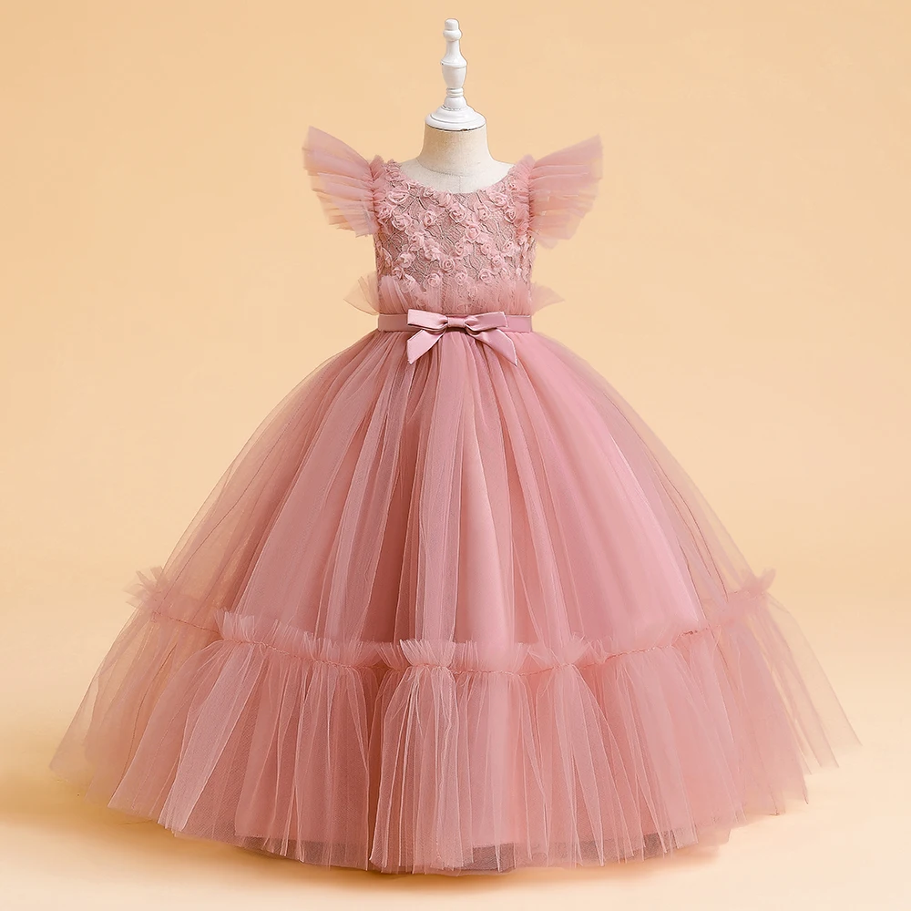 Vestido de madrinha de Natal feminino, Roupa de princesa infantil, Vestidos longos de festa, Comunhão, 13, 14 anos