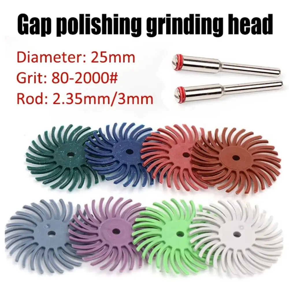 Cabeça de polimento de lacuna radial, 5 peças 25mm 2.35/3mm haste escova abrasiva disco de cerdas fenda detalhe roda de polimento