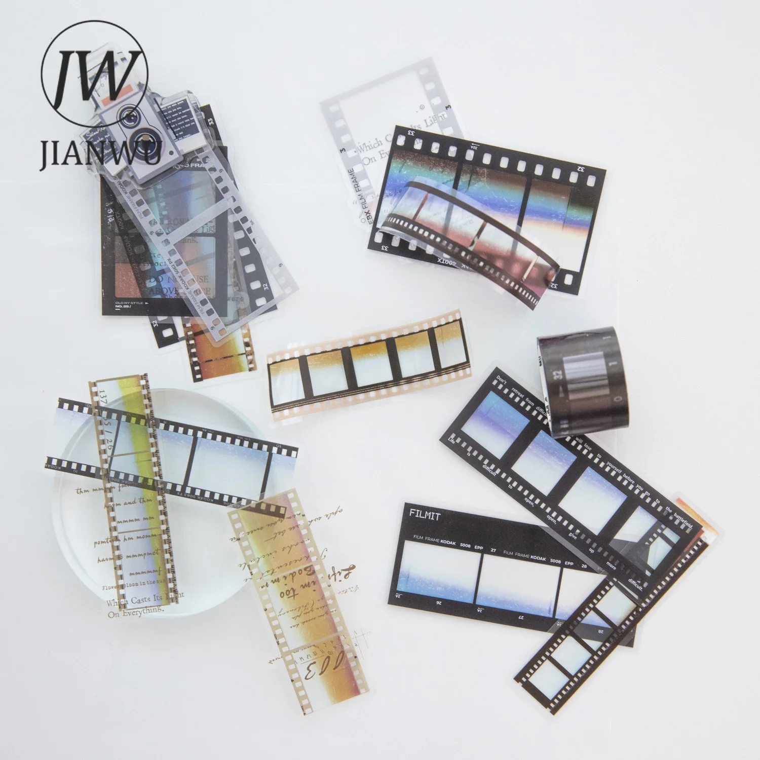 JIANWU 40 Sheets Film Prologue Series Vintage Border Material Decor PET Sticker Creative DIY Journal Collage Stationery