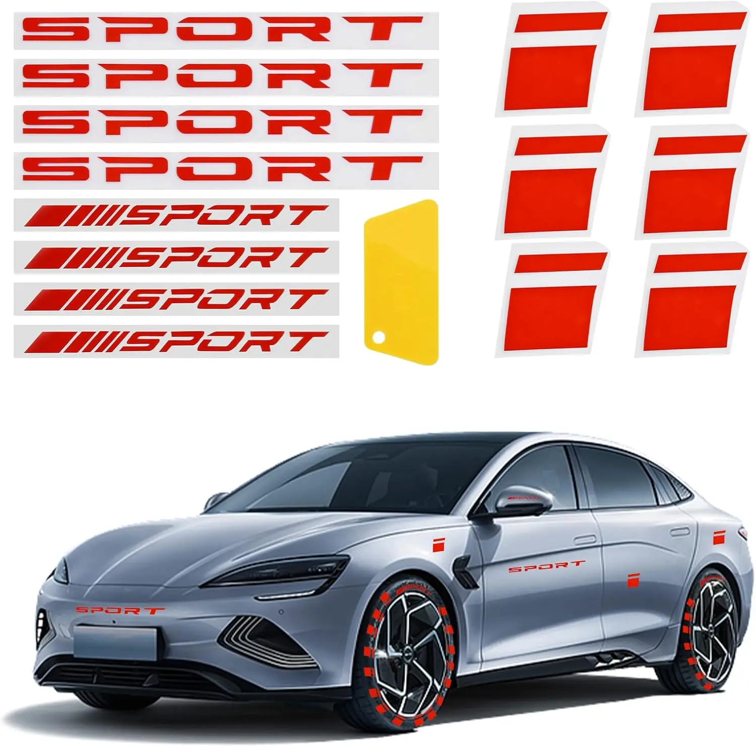 14pcs Car Reflective Stickers, Bumper Stickers for Cars, Stick on The Wheel, Rear Mirror, Car Body, or Bicycles, Motors(Red)