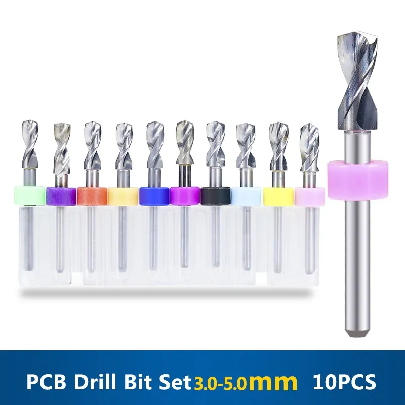 카바이드 PCB 드릴 비트 세트, PCB 인쇄 회로 기판 드릴 비트 세트, 드릴링 도구 세트, 3.1-5.0mm, 3.175mm (1/8 인치) 생크, 10 개/세트