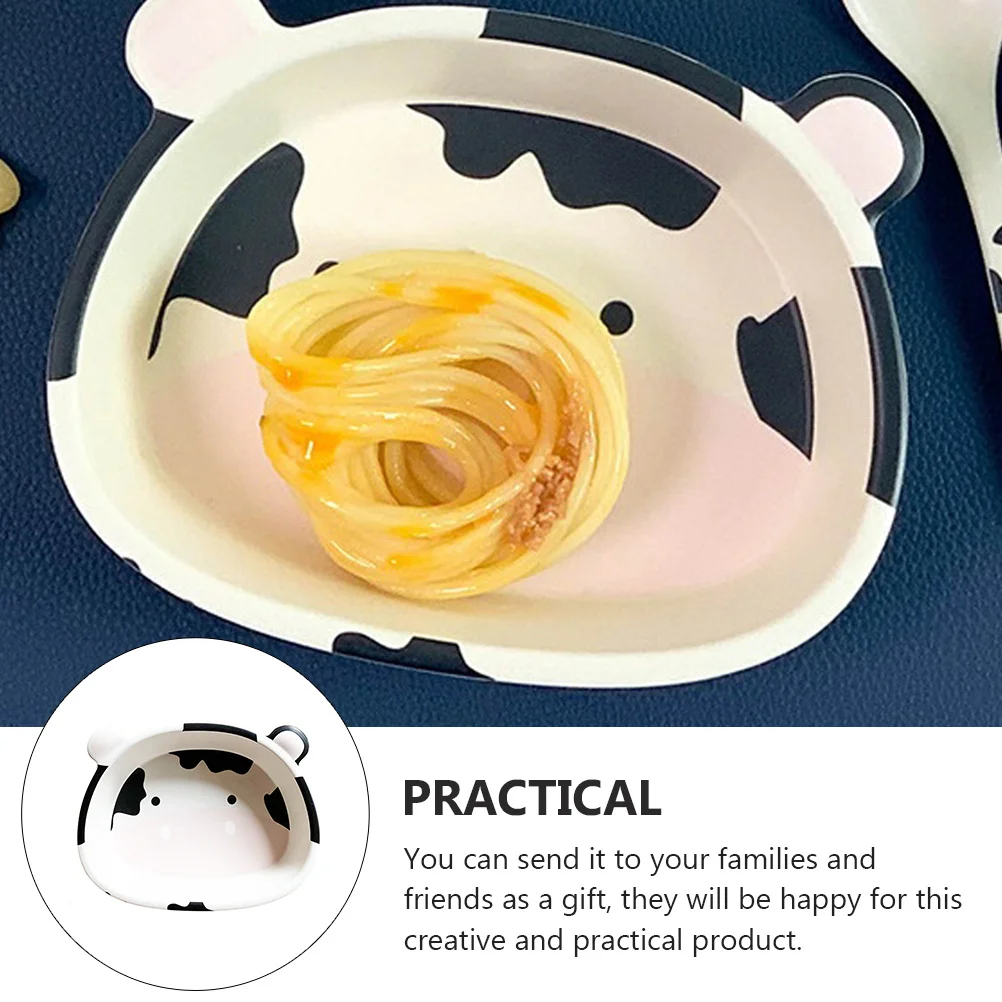 

Adorable Cow Shaped Fiber Bowl Premium Material Safe Salad Dessert Storage Creative Appearance Practical Gift Easy Clean