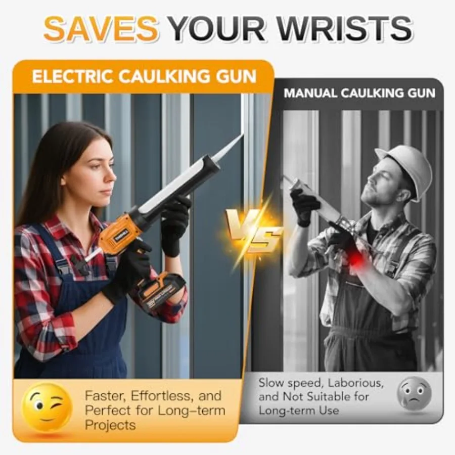 مسدس السد الكهربائي 10 أونصة/300 مل مع نظام يعمل بالبطارية 20 فولت يتضمن بطاريتين 2.0 أمبير في الساعة و4 إعدادات للسرعة 9 قطع من السيليكون #4