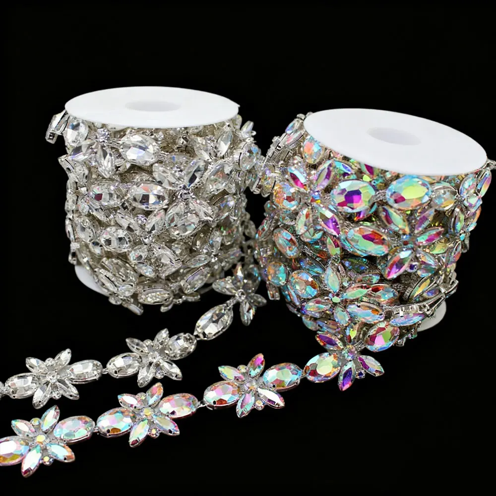 

CUIER 1 Yard Crystal Rhinestone Trim Iron-On DIY Shiny Ribbon Dress Shoes Bags Decoration Supplies Cross-Border