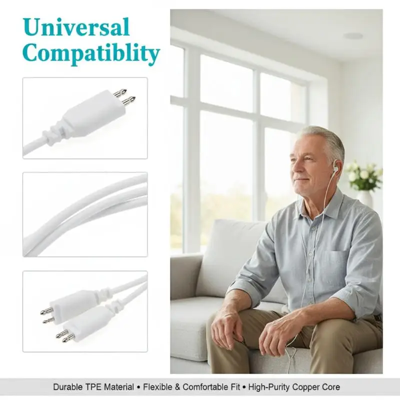 TPE Oxygen-Free Copper Hearing Aid Earphone Cable 2 Pin Single/Dual Head Hearing Aid Connection Cable Hearing Aid Accessories view 2