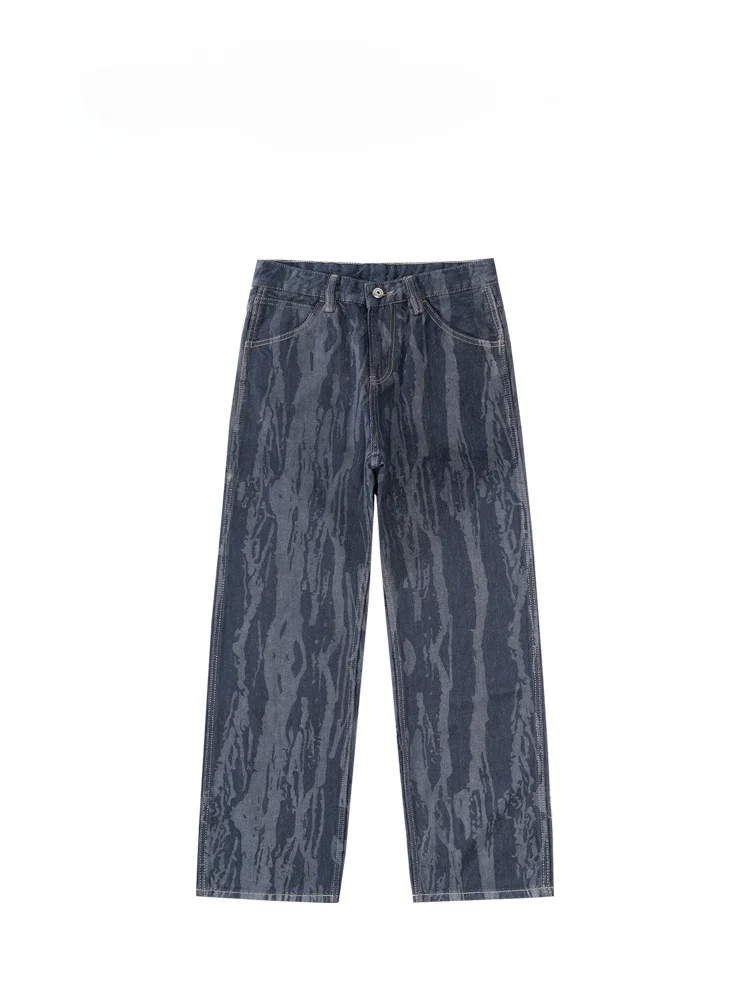 

American Retro High-End Loose Fit Tie Dye High Street 2025 New Denim Long Pants Straight Leg Casual Faion Urban Youth