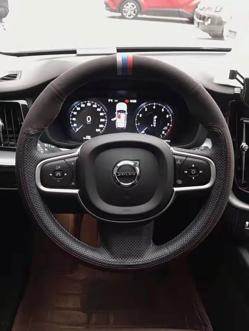 Customized DIY Hand-Stitched Leather Suede Car Steering Wheel Cover for Volvo S90 Xc60 S60L Xc90 S80 V40 Car Accessories