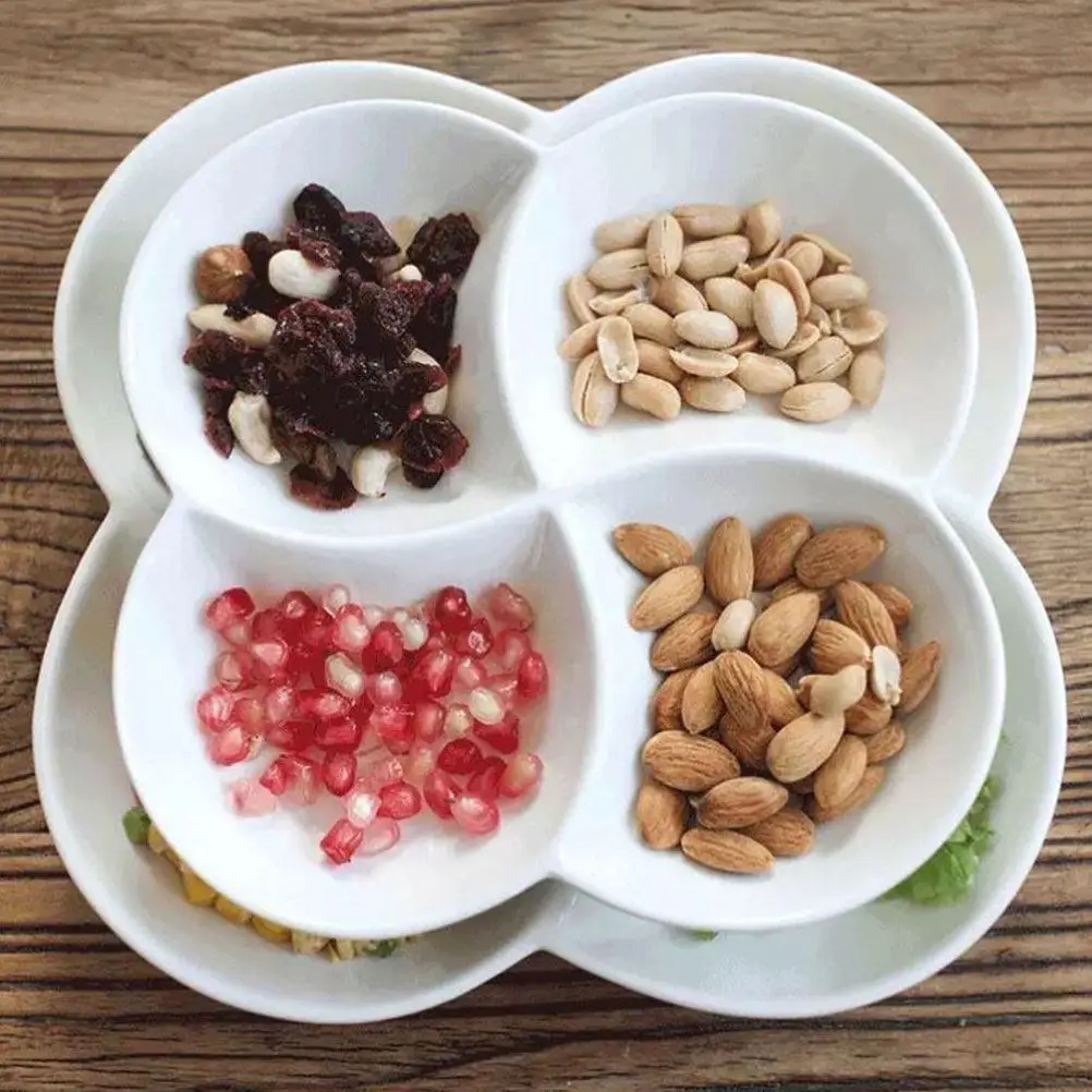 

Ceramic Food Plate 4-Compartment Serving Tray Elegant Smooth Surface Easy Clean Multi Food Compartment Dish for Restaurant