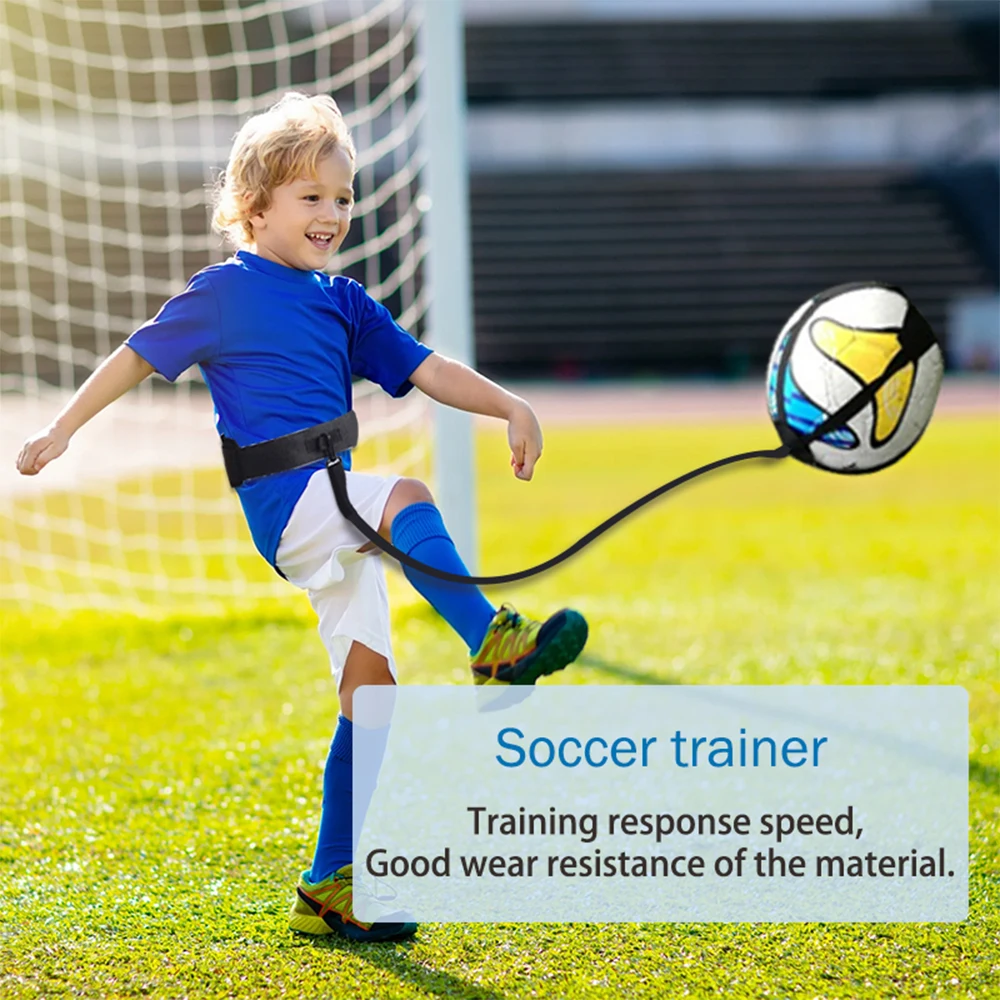 Alat Latihan Sepak Bola/Bola Voli/Rugby, Latihan Tendangan dan Lemparan Solo, Alat Bantu Latihan Kontrol Keterampilan, Sabuk Pinggang yang Dapat Disesuaikan untuk Anak-Anak