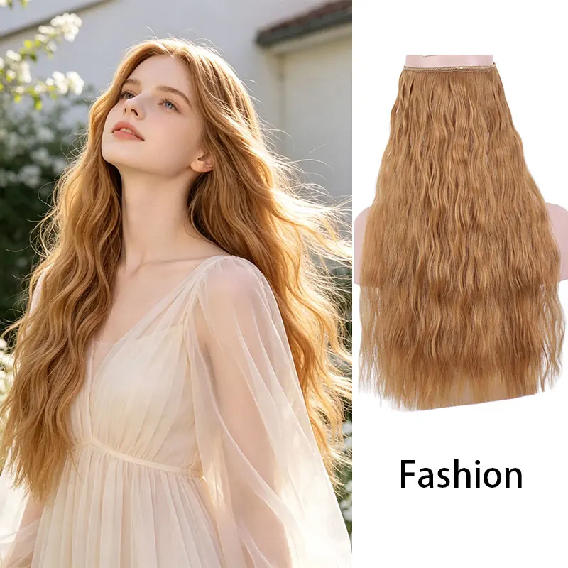 60cm （ 23.62inch ） Water Ripple Fish Line Invisible Wig, Synthetic One-Piece Hairpiece for Women, Increases Hair Volume for Women's Daily Use. Suitable for Dates, Photography, Parties, Gifts, and Other Occasions.