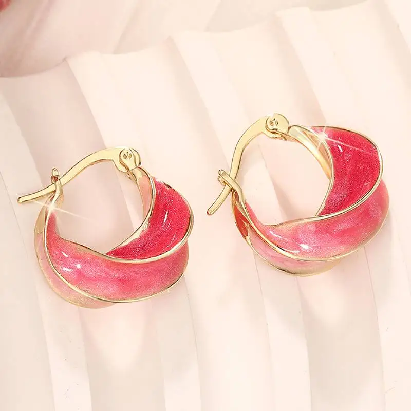 Huitan Luxuriöse Frische Stilvolle Damen-Creolen mit Korbdesign, Modische Party-Accessoires, Ästhetischer Hochzeits-Metallschmuck