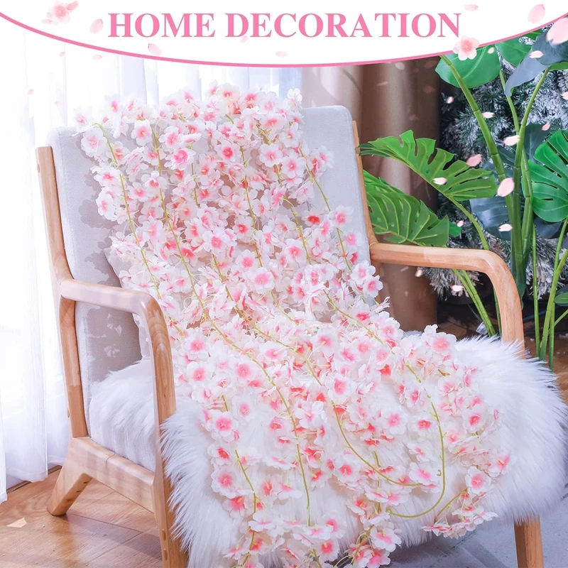 1,8 m rosa Kirschblüte künstliche Blume Seidengirlande Rebe Home Party Garten Bogen Hochzeit Hintergrund Dekoration gefälschte Blume – Detail 13