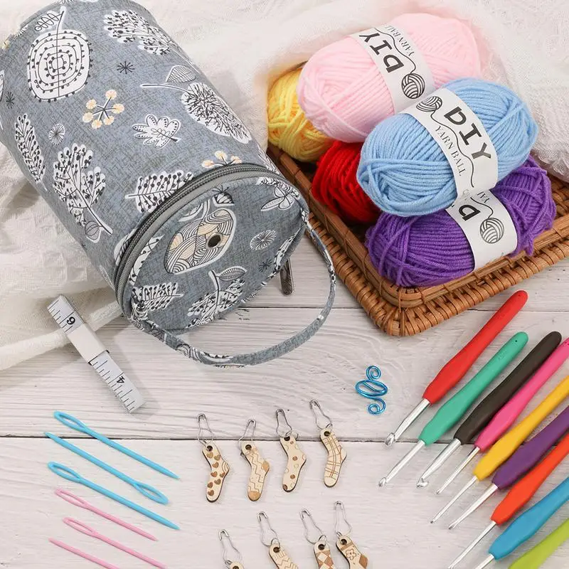 Yarn Storage Organizer Bag Knitting Yarn Storage Tote For Crochet Multi-Functional Knitting Bag Organizer For Avid Knitters