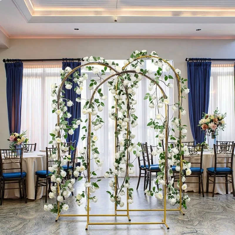 

Gold Metal Wedding Arch Frame Marriage Backdrop Arch Stand Plating Gold Arch Door for Wedding Background Decoration