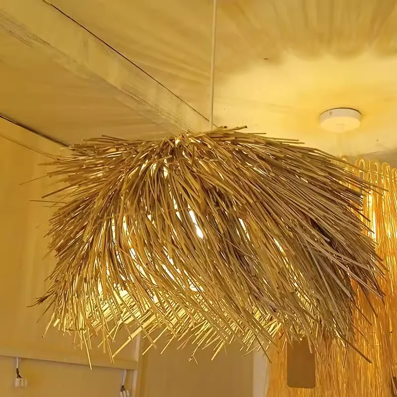 

japanese rattan chandelier wabi sabi style unique lamp for Bar Loft Room Decor Lustre coffee farmhouse light fixtures