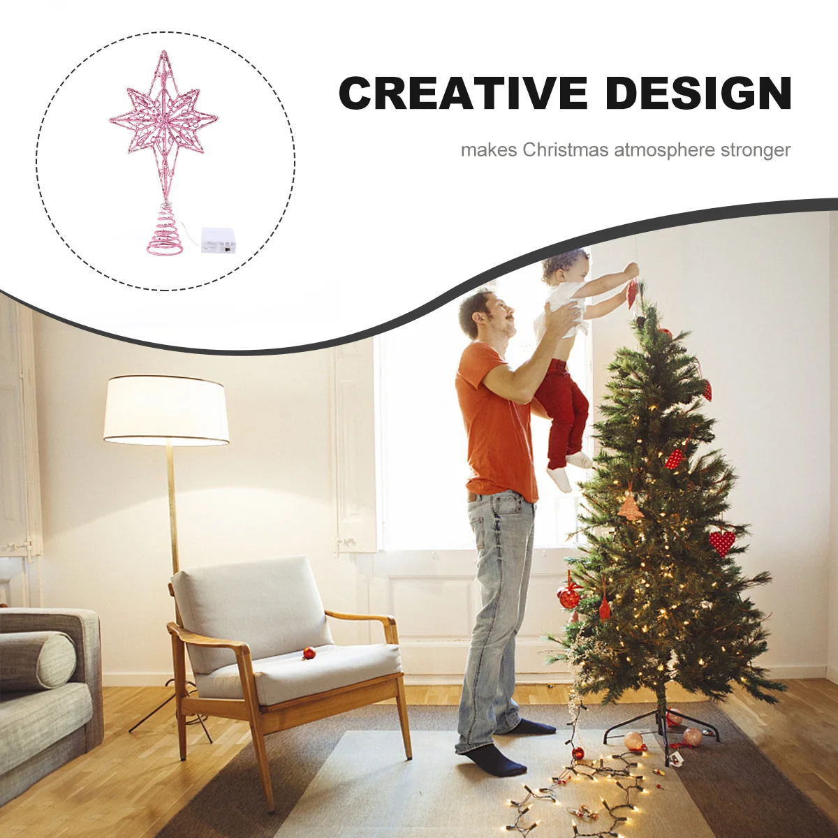 

Beautiful Star Tree Topper Christmas Ornament Metal Treetop Decor Iron Star for Small Tabletop Trees Festivals