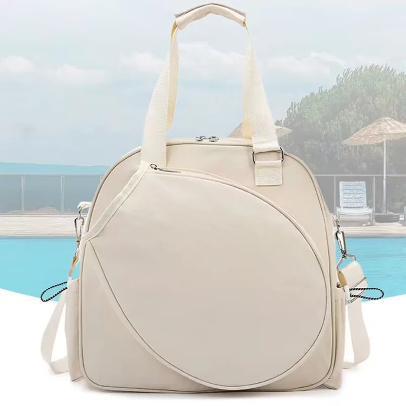 عالية الجودة المرأة سعة كبيرة سستة مضرب تنس حبال الرياضة مبطن حقيبة كرة البيسبول سعة كبيرة حقيبة القماش الخشن #5