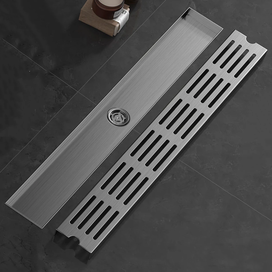 

Bathroom Floor Drain304 Stainless Steel Brushed Rectangle Deodorant Bath Room Shower Long Linear Drainage Side Floor Drains