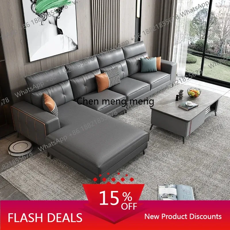 

Q181 Italian Luxury Technology Leather Living Room Sofa Modern Simple L-shaped Boss Office Sofa Office Furniture