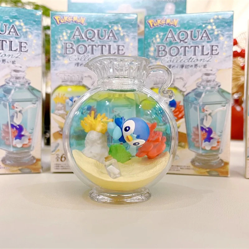 Pokemon model drift bottle series Spheal Horsea Luvdisc figure Kawaii desktop ornament Japanese animation peripheral doll toy