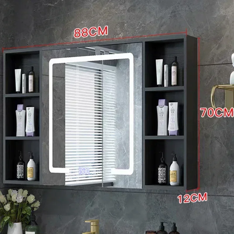 c13-Smart Bathroom Cabinets Wall-mounted Storage Solid Wood Makeup Bathroom Mirror Cabinet Vanity Home Furniture Armario Bano C