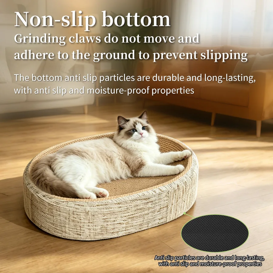 2in1 Cat Scratching Board Protect Furniture Grinding Claw Toys Oval Cat Scratch Bed Wear-resistant Cat Nest Pad Pet Accessories