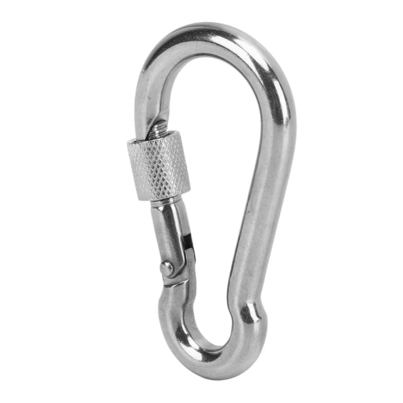 6pcs Spring Snap Hooks Stainless Steel Strong Bearing Capacity Key Chain Link Buckle For Camping 8MM