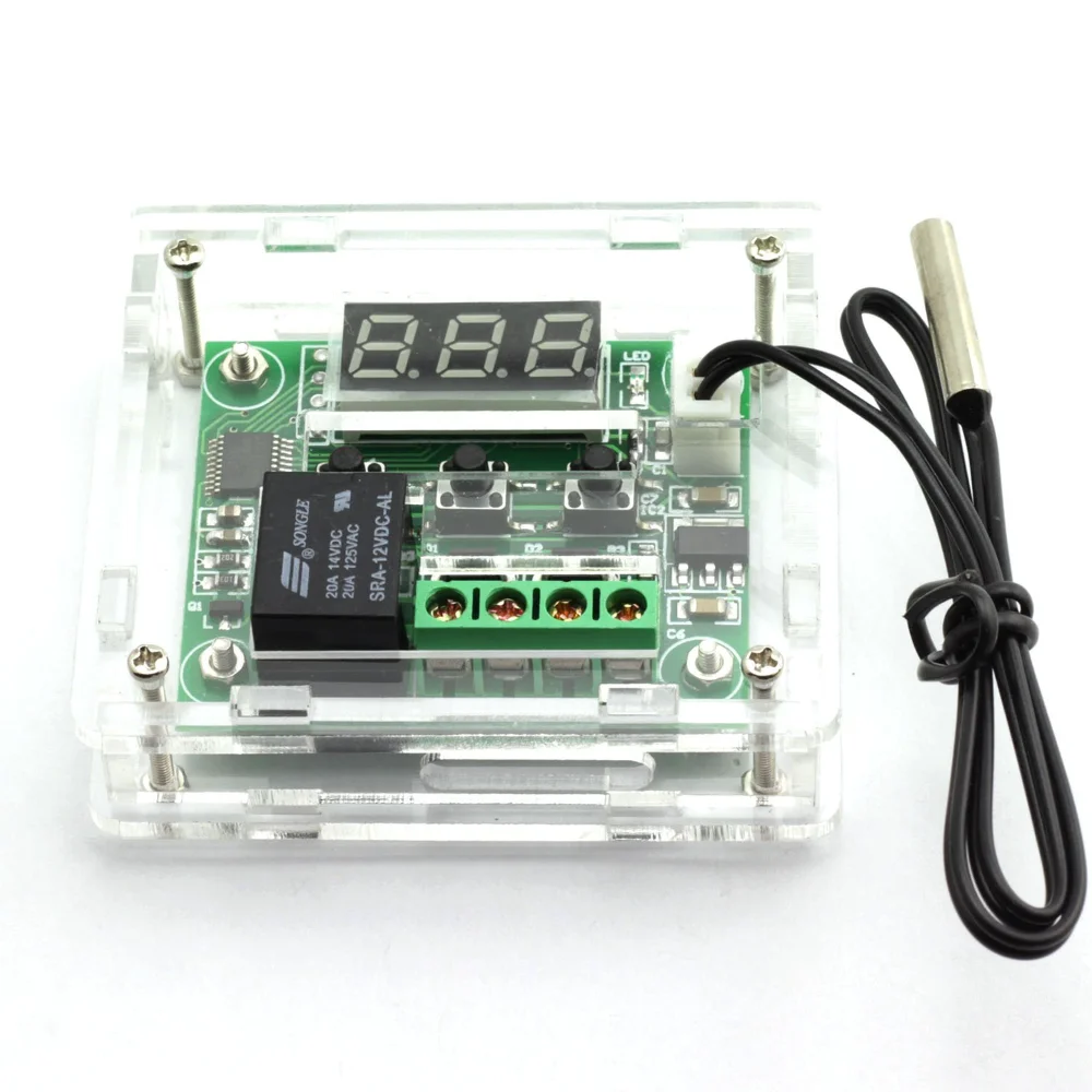 E-outstanding W1209 Temperature Controller DC 12V Digital Cooling/Heating Thermostat Module -50~100℃ with Acrylic Case