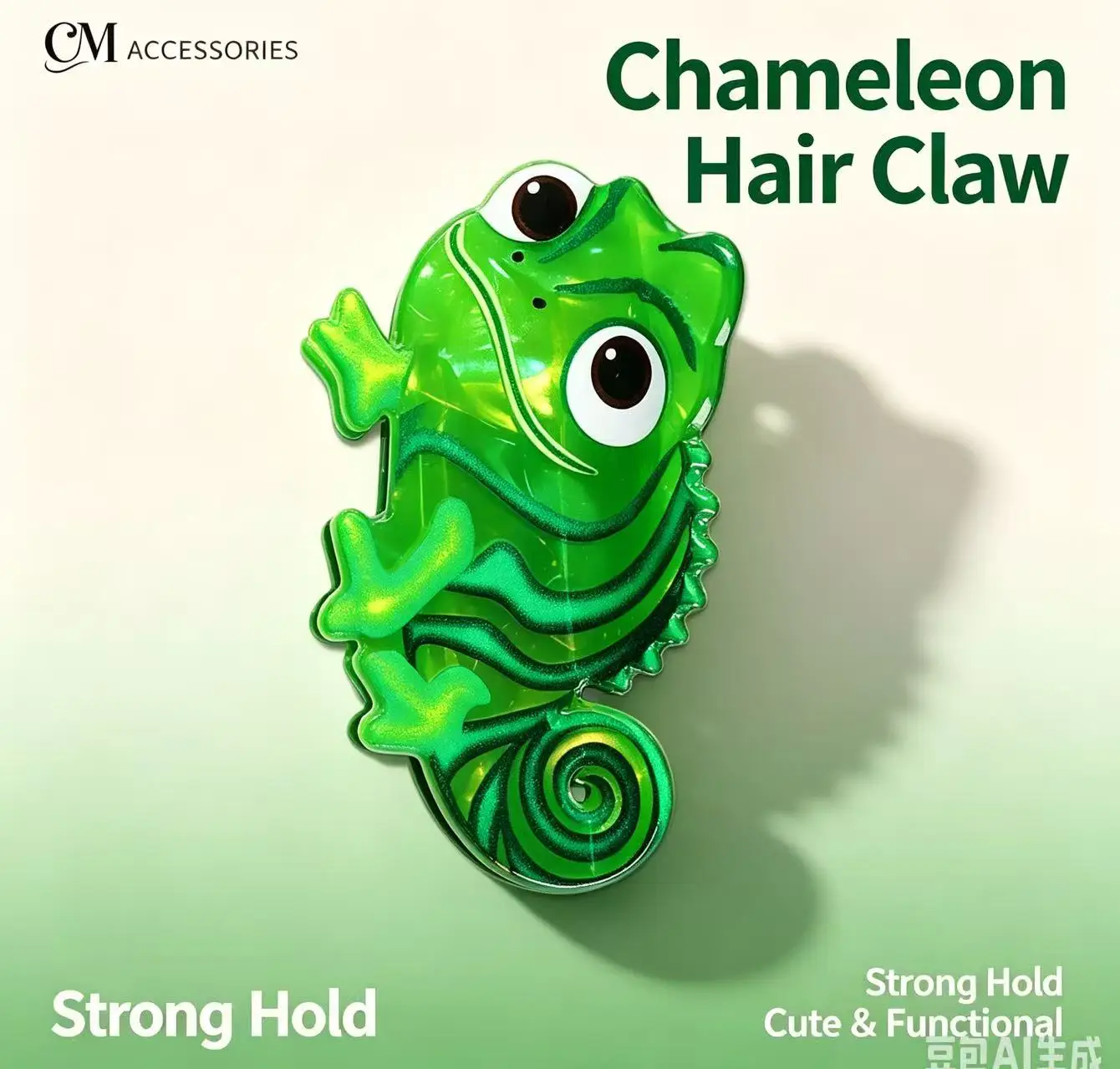 St. Patrick's Day Green Lizard Animal Hair Claw Clip, Novelty Non-Slip Hair Catch for Updos, Stackable Festive Hair Accessory for Irish Parades, Parties, Daily Wear & Holiday Gifting