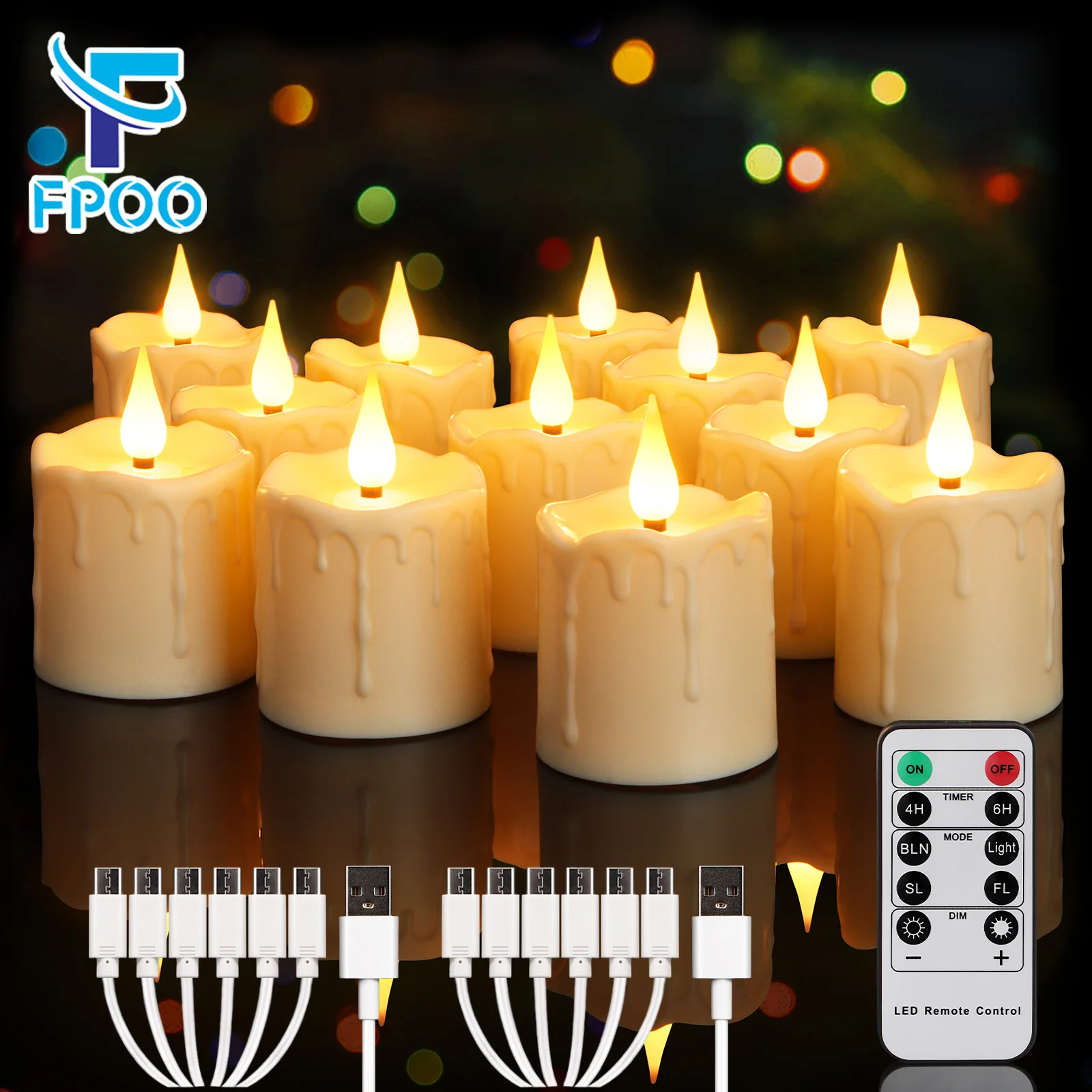 Led Candle Light Remote Control Flameless Candles,Rechargeable Candle,Waterproof For Room Wedding Home Decor Christmas Holiday