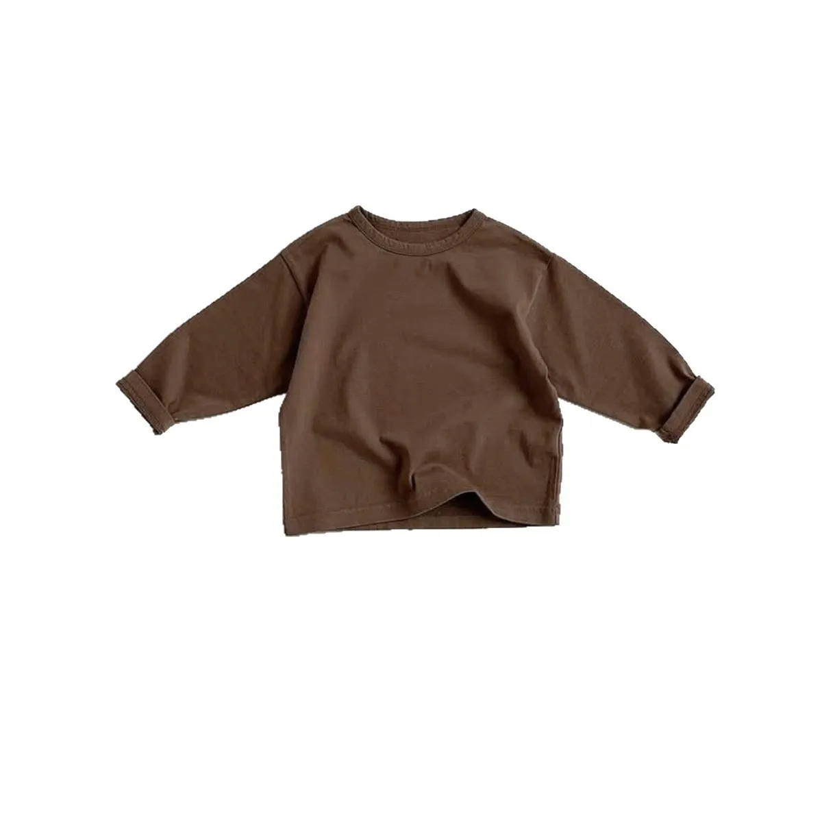 2026 ربيع جديد طفل طويل الأكمام تي شيرت الصلبة الرضع الصبي فضفاض عادية المحملة الفتيات قاع القمصان طفل ملابس قطنية