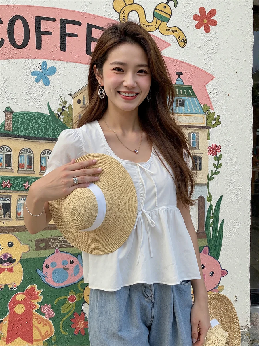 

Блузки женские трендовые с коротким рукавом желтые летние модные хлопковые базовые топы туника оверсайз винтажные осенние полосатые женские корейские