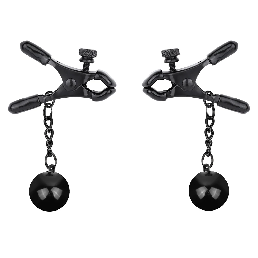 Nipple Clamps Metal Ball with Weights Adjustable Breast Clips Body Jewelry Adult Sex Toys for Women and Couples Pleasure