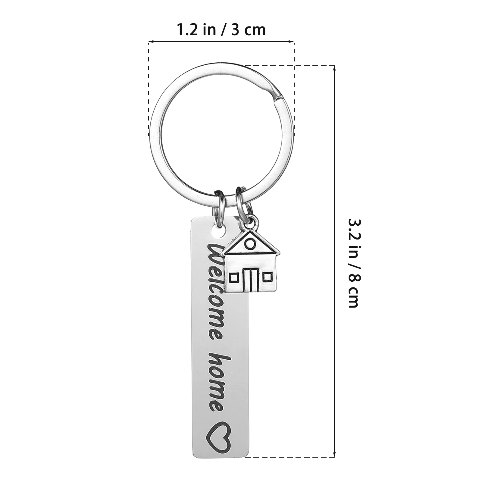 2pcs Stainless Steel Welcome Home Key Rings Bag Pendants Housewarming Keychains welcome home keyring welcome home bag keyring