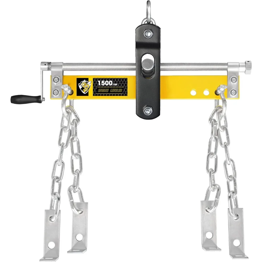 

yellow jacket engine leveler 1500lbs steel engine hoist shop crane with ball bearing and adjustable handle