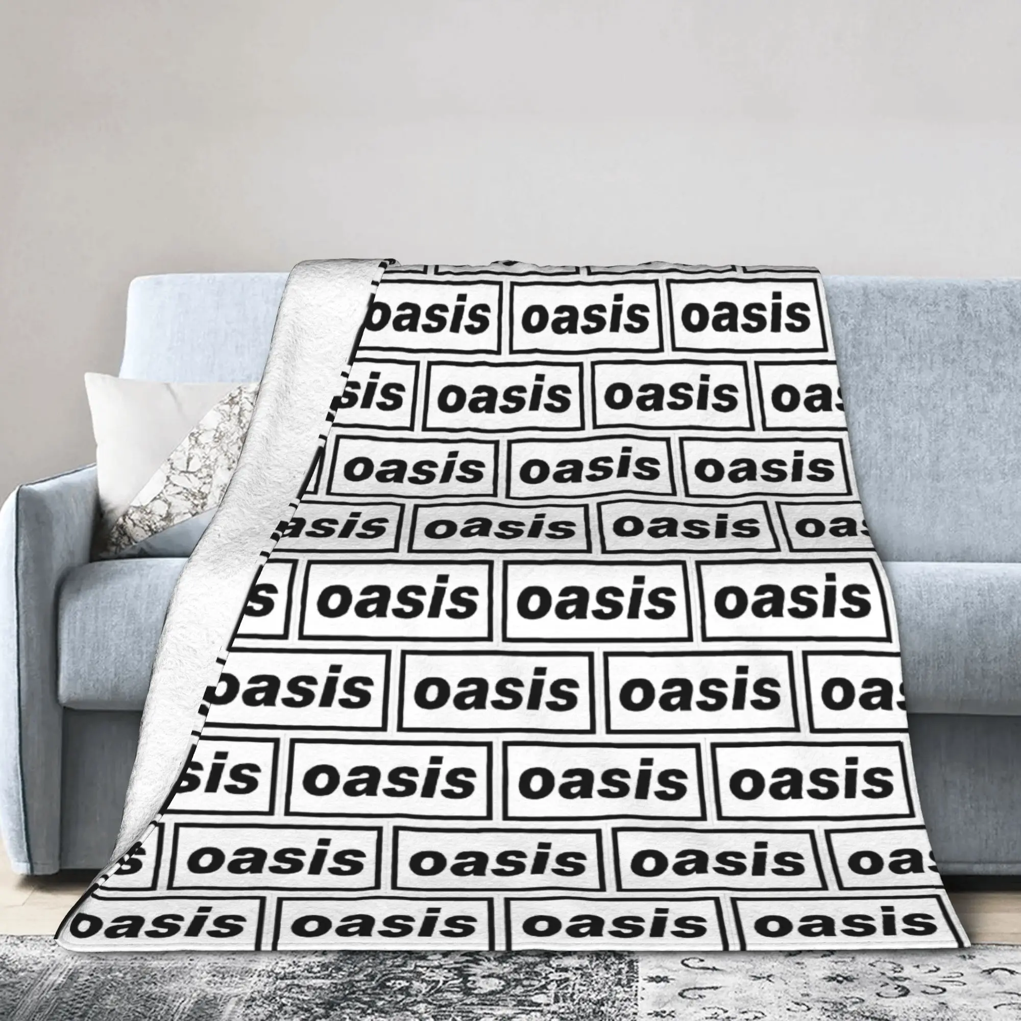 O-Oasis Logo Knitted Blanket  Fuzzy Throw Blanket Airplane Travel Decoration Soft Warm Bedspreads