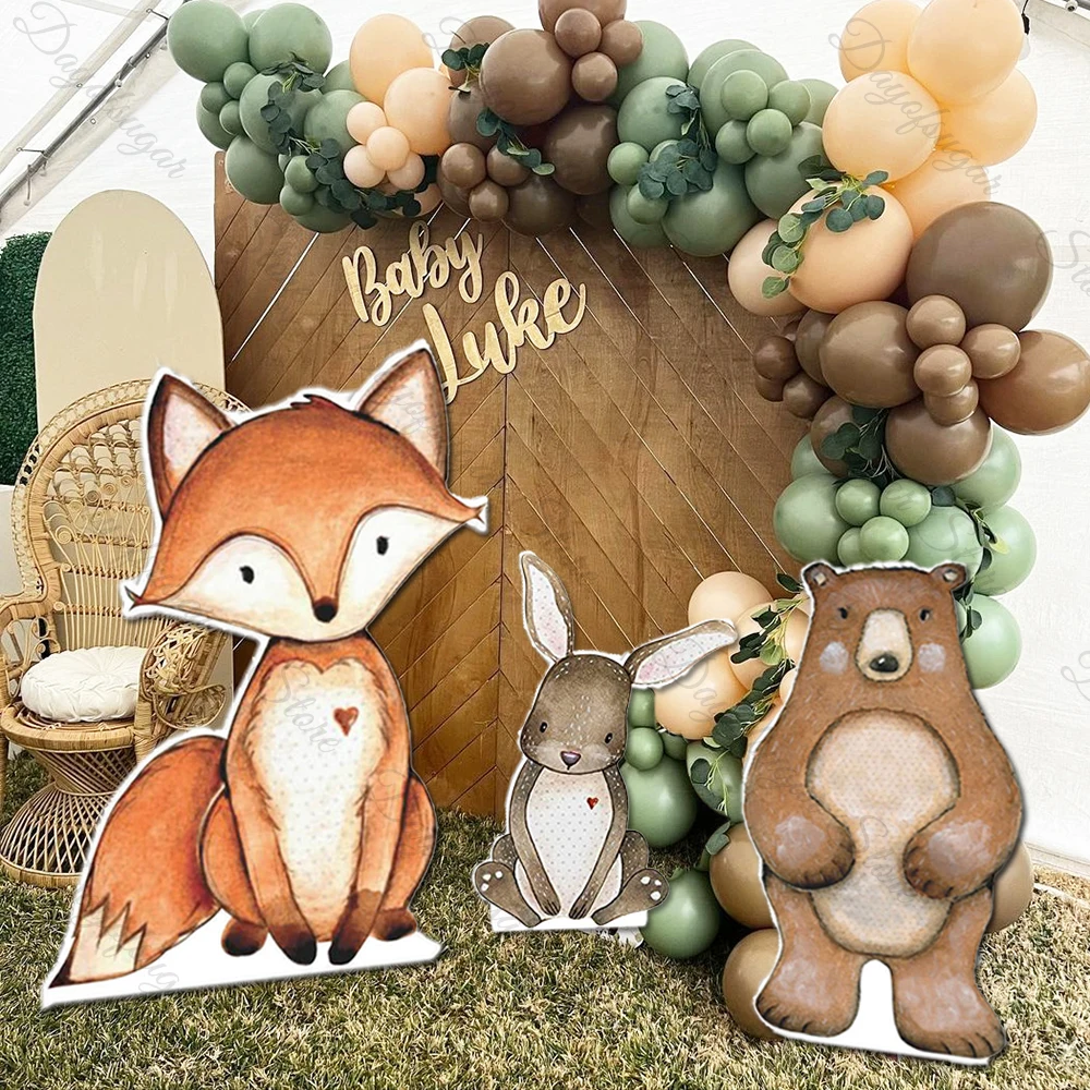 Jungle Animals Cutouts  18/36Inch Fox Rabbit Raccoon Cutout Mosaic Board for Jungle Animal Birthday Baby Shower Backdrop Decor