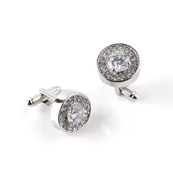 Party Cufflinks Round Cuff Link Wedding Men Fashion Shiny Rhinestone Men's Cuff Links Shirt Cufflinks